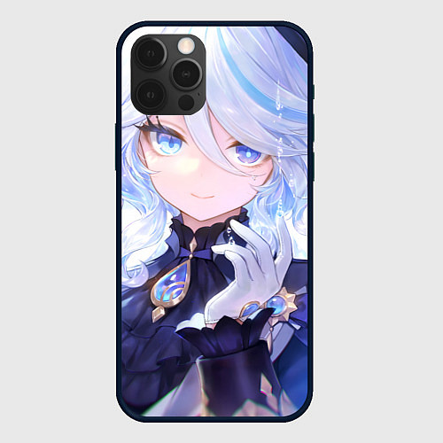Чехол iPhone 12 Pro Max Genshin Impact Фурина smiling / 3D-Черный – фото 1