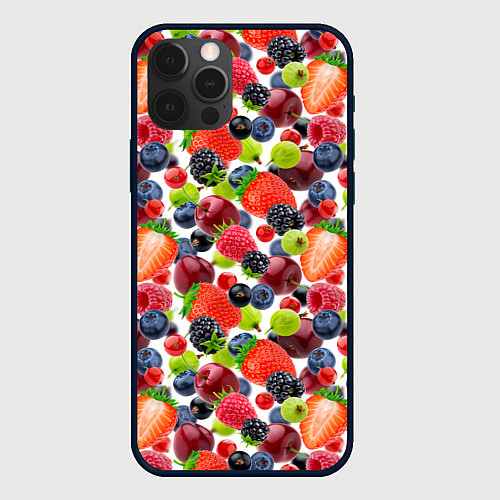 Чехол iPhone 12 Pro Max Разные ягоды / 3D-Черный – фото 1