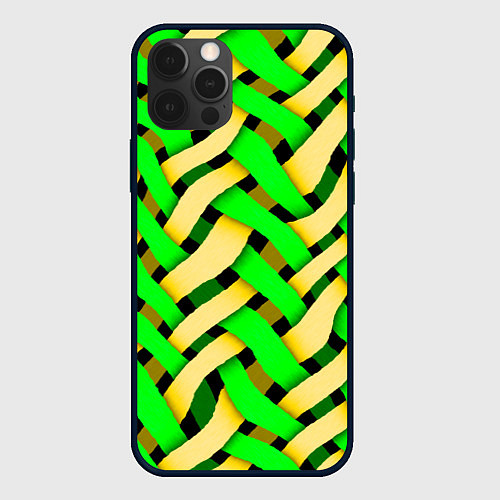 Чехол iPhone 12 Pro Max Кислотная объёмная плетёнка / 3D-Черный – фото 1