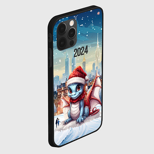 Чехол iPhone 12 Pro Max Новый год 2024 дракон / 3D-Черный – фото 2