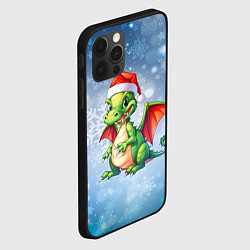 Чехол для iPhone 12 Pro Max Милый маленький новогодний дракон в новогодней шап, цвет: 3D-черный — фото 2