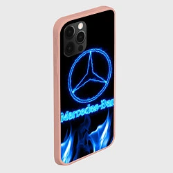 Чехол для iPhone 12 Pro Max Mercedes-benz blue neon, цвет: 3D-светло-розовый — фото 2