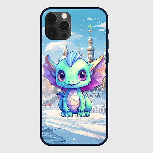 Чехол iPhone 12 Pro Max Дракон милый новогодний 2024 символ года / 3D-Черный – фото 1