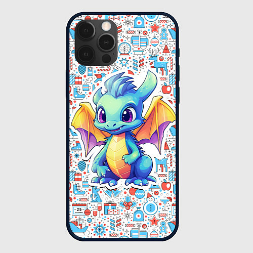 Чехол iPhone 12 Pro Max Дракон милый новогодний 2024 символ года / 3D-Черный – фото 1