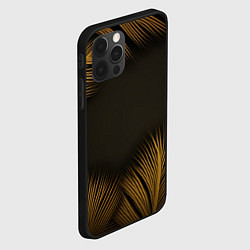 Чехол для iPhone 12 Pro Max Тонкие золотые листья на черном фоне, цвет: 3D-черный — фото 2