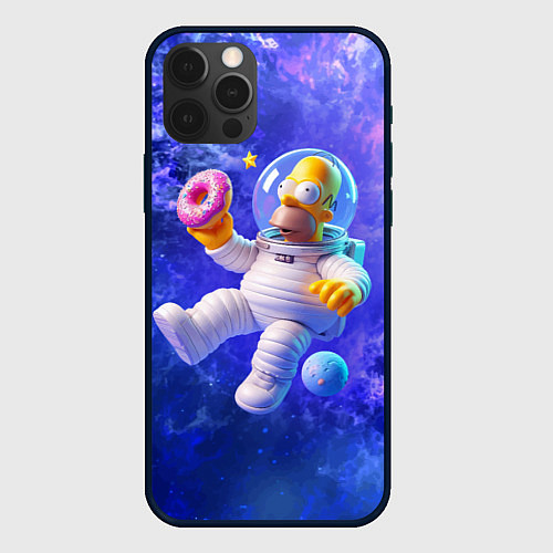 Чехол iPhone 12 Pro Max Homer Simpson is a brave astronaut / 3D-Черный – фото 1