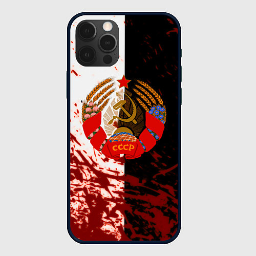 Чехол iPhone 12 Pro Max СССР гранжевые краски прошлого / 3D-Черный – фото 1