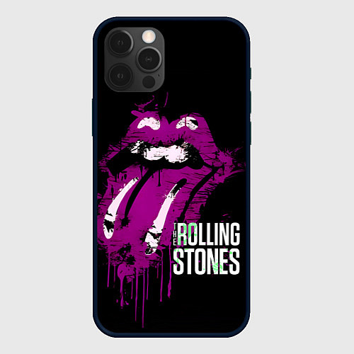 Чехол iPhone 12 Pro Max The Rolling Stones - lips / 3D-Черный – фото 1