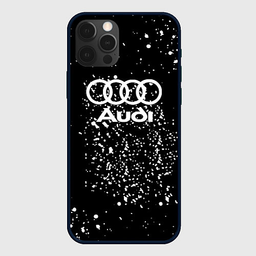 Чехол iPhone 12 Pro Max Audi белая краска авто спорт / 3D-Черный – фото 1
