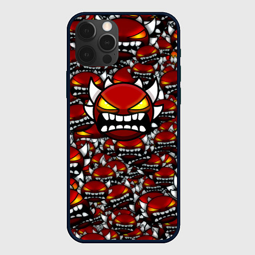 Чехол iPhone 12 Pro Max Geometry dash alllogo pattern / 3D-Черный – фото 1