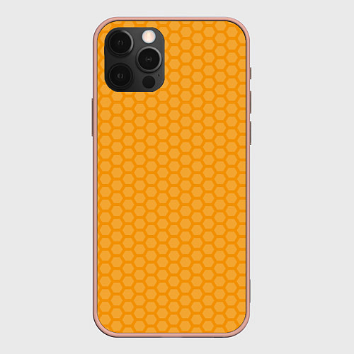 Чехол iPhone 12 Pro Max Медовые соты векторные / 3D-Светло-розовый – фото 1