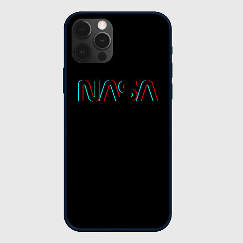 Чехол iPhone 12 Pro Max NASA glitch color usa / 3D-Черный – фото 1