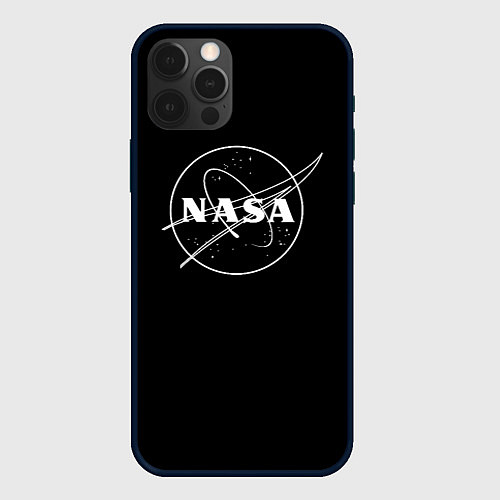 Чехол iPhone 12 Pro Max NASA белое лого / 3D-Черный – фото 1