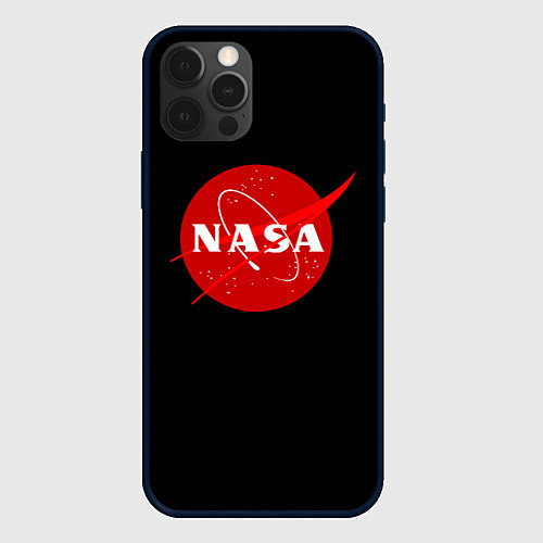 Чехол iPhone 12 Pro Max NASA redlogo space usa / 3D-Черный – фото 1