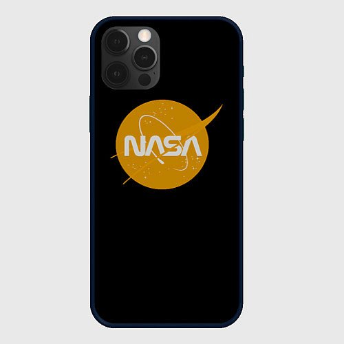 Чехол iPhone 12 Pro Max NASA yellow logo / 3D-Черный – фото 1