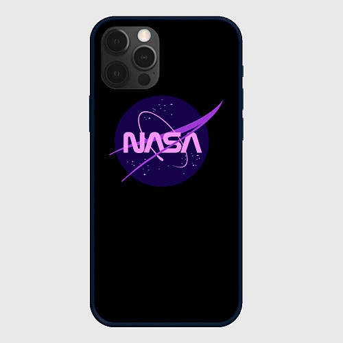 Чехол iPhone 12 Pro Max NASA neon space / 3D-Черный – фото 1