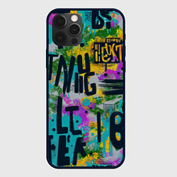 Чехол для iPhone 12 Pro Max Загадочный абстрактный текст на ярком фоне, цвет: 3D-черный