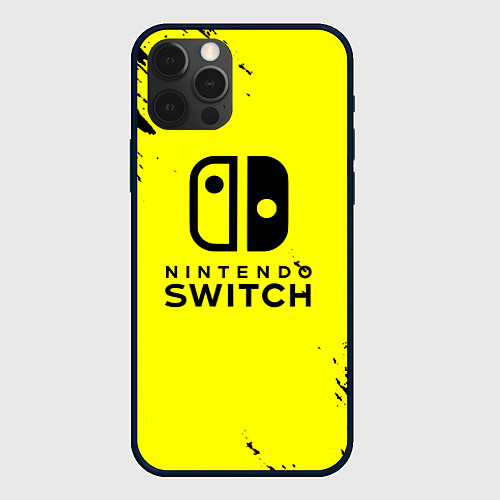 Чехол iPhone 12 Pro Max Nintendo switch краски на жёлтом / 3D-Черный – фото 1