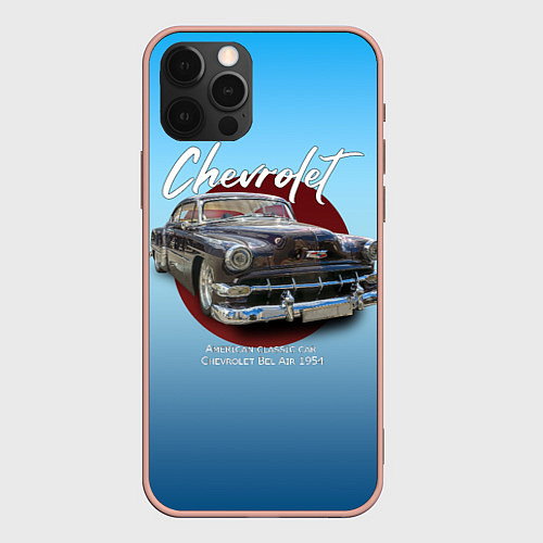 Чехол iPhone 12 Pro Max Американский классический автомобиль Chevrolet Bel / 3D-Светло-розовый – фото 1