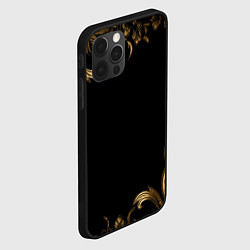 Чехол для iPhone 12 Pro Max Объемные узоры на черной ткани лепнина, цвет: 3D-черный — фото 2