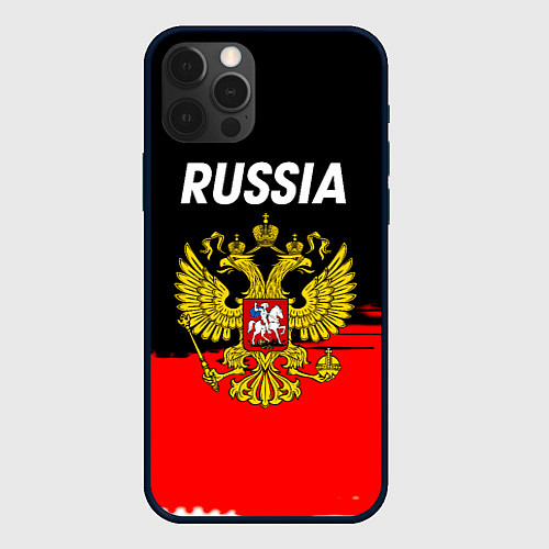 Чехол iPhone 12 Pro Max Россия герб краски абстракция / 3D-Черный – фото 1
