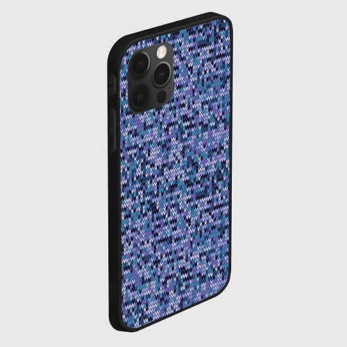 Чехол iPhone 12 Pro Max Синий узор вязанного трикотажного полотна / 3D-Черный – фото 2