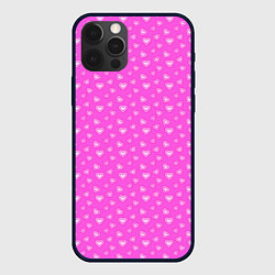 Чехол для iPhone 12 Pro Max Розовый маленькие сердечки, цвет: 3D-черный