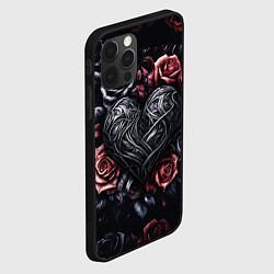 Чехол для iPhone 12 Pro Max Витиеватое сердце с розами, цвет: 3D-черный — фото 2