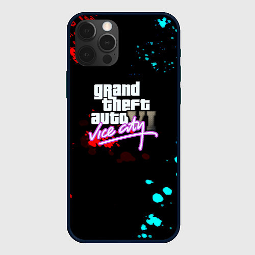 Чехол iPhone 12 Pro Max GTA vice city неоновые краски вайсити / 3D-Черный – фото 1