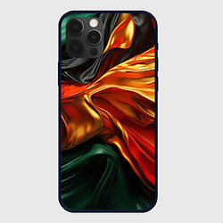 Чехол для iPhone 12 Pro Max Оранжевая и зеленый абстракция, цвет: 3D-черный