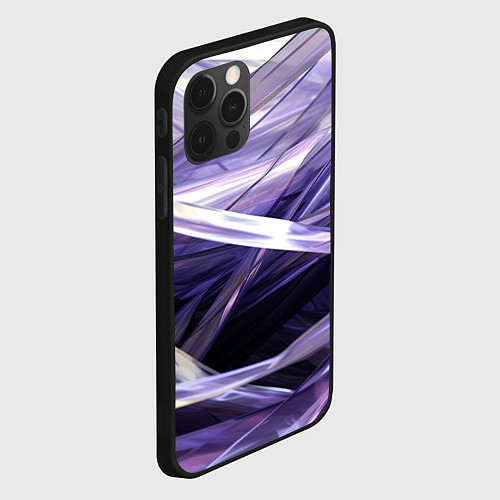 Чехол iPhone 12 Pro Max Фиолетовые прозрачные полосы / 3D-Черный – фото 2