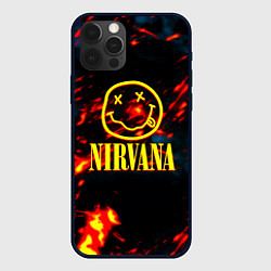 Чехол iPhone 12 Pro Max Nirvana rock огненное лого лава