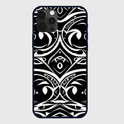 Чехол iPhone 12 Pro Max Белое на чёрном