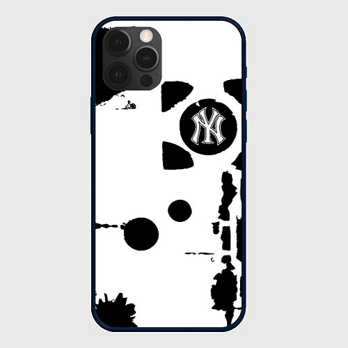 Чехол iPhone 12 Pro Max New York yankees - baseball team pattern / 3D-Черный – фото 1