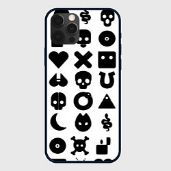 Чехол для iPhone 12 Pro Max Love death robots pattern white, цвет: 3D-черный