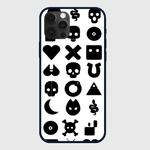 Чехол iPhone 12 Pro Max Love death robots pattern white / 3D-Черный – фото 1