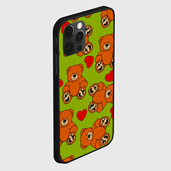 Чехол для iPhone 12 Pro Max Плюшевые мишки и сердечки, цвет: 3D-черный — фото 2