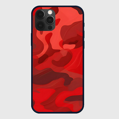 Чехол iPhone 12 Pro Max Красный камуфляж крупный / 3D-Черный – фото 1