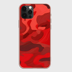 Чехол для iPhone 12 Pro Max Красный камуфляж крупный, цвет: 3D-светло-розовый