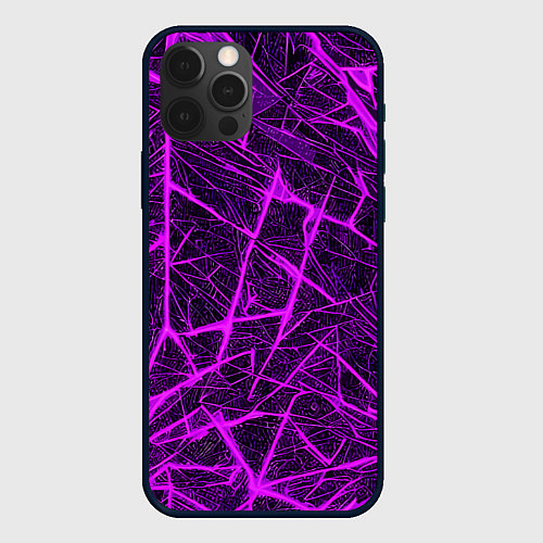 Чехол iPhone 12 Pro Max Фиолетовая паутина на чёрном фоне / 3D-Черный – фото 1