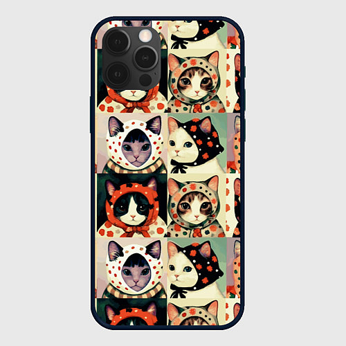 Чехол iPhone 12 Pro Max Кот Алёнка - поп арт / 3D-Черный – фото 1