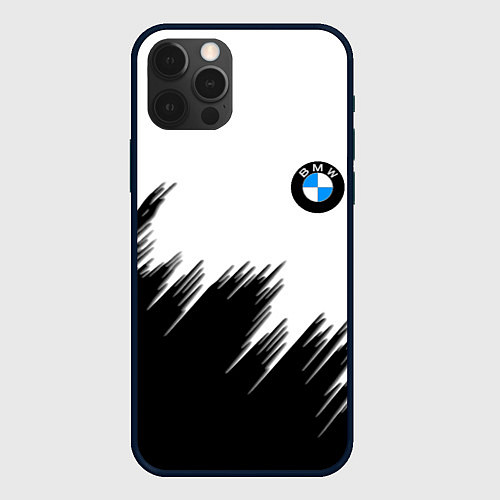 Чехол iPhone 12 Pro Max BMW чёрные штрихи текстура / 3D-Черный – фото 1