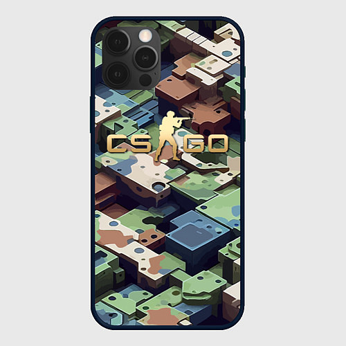 Чехол iPhone 12 Pro Max Контр Страйк - милитари паттерн / 3D-Черный – фото 1