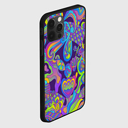 Чехол для iPhone 12 Pro Max Психоделические цветы, цвет: 3D-черный — фото 2