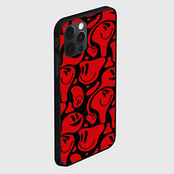 Чехол для iPhone 12 Pro Max Красные смайлы, цвет: 3D-черный — фото 2