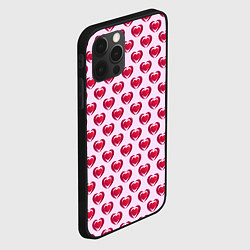 Чехол для iPhone 12 Pro Max Двойное сердце на розовом фоне, цвет: 3D-черный — фото 2