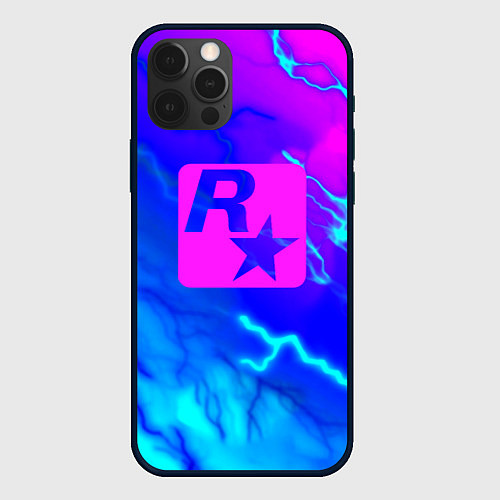 Чехол iPhone 12 Pro Max Rockstar storm молнии / 3D-Черный – фото 1