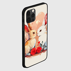 Чехол для iPhone 12 Pro Max Влюбленные кролики с цветочками, цвет: 3D-черный — фото 2