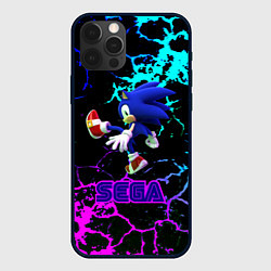 Чехол для iPhone 12 Pro Max Sonic sega game неоновая текстура, цвет: 3D-черный