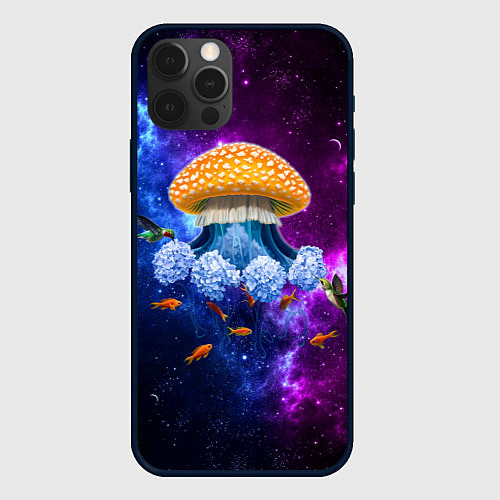 Чехол iPhone 12 Pro Max Space mushroom / 3D-Черный – фото 1